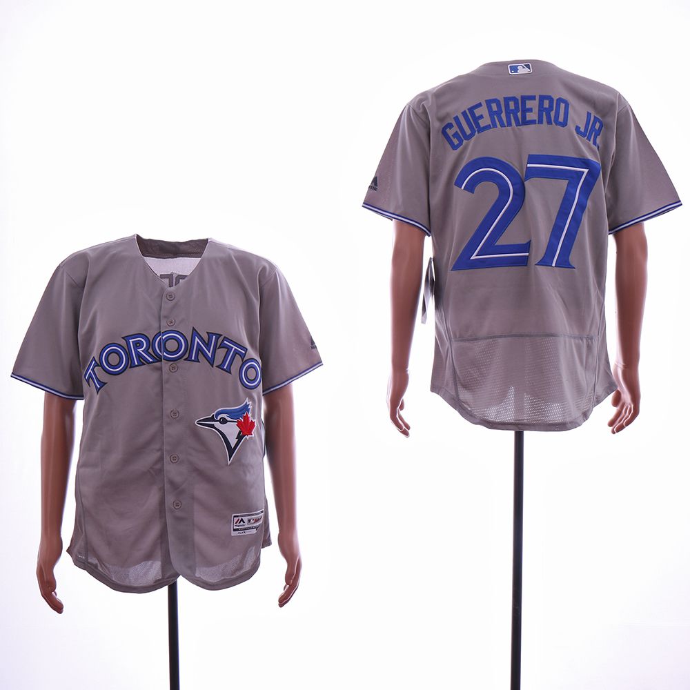 Men Toronto Blue Jays #27 Guerrero jr Grey Elite MLB Jerseys->toronto blue jays->MLB Jersey